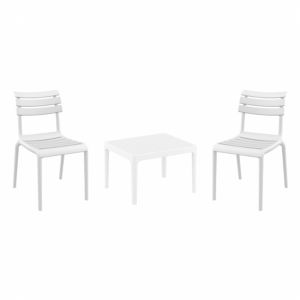 Helen Conversation Set with Sky 24" Side Table White S284109