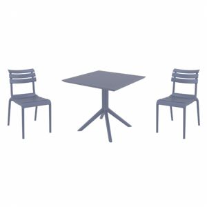 Helen Dining Set with Sky 31" Square Table Dark Gray S284106