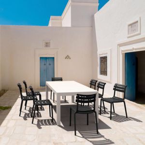 Helen Extendable Dining Set 9 Piece White - Black ISP7621S