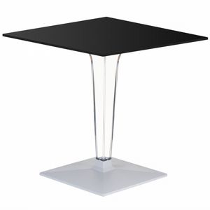 Ice HPL Top Square Table with Transparent Base 24 inch Black ISP500H60