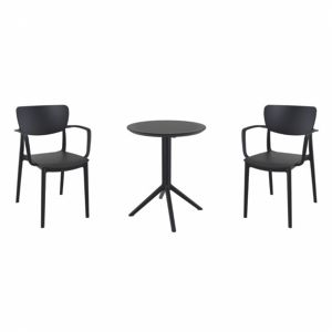 Lisa Bistro Set with Sky 24" Round Folding Table Black S126121