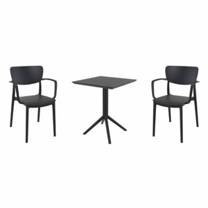 Lisa Bistro Set with Sky 24" Square Folding Table Black S126114