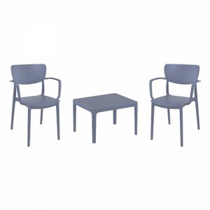 Lisa Conversation Set with Sky 24" Side Table Dark Gray S126109