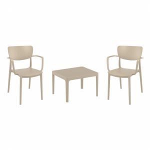 Lisa Conversation Set with Sky 24" Side Table Taupe S126109