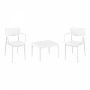 Lisa Conversation Set with Sky 24" Side Table White S126109
