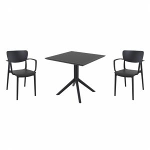Lisa Dining Set with Sky 31" Square Table Black S126106