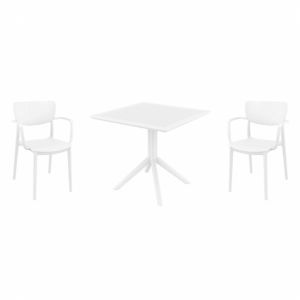 Lisa Dining Set with Sky 31" Square Table White S126106