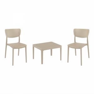 Lucy Conversation Set with Sky 24" Side Table Taupe S129109