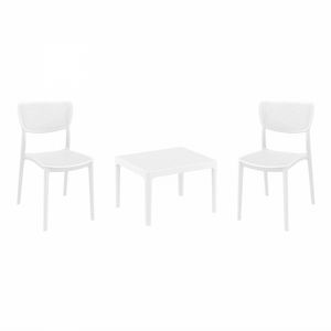 Lucy Conversation Set with Sky 24" Side Table White S129109