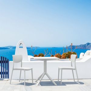 Lucy Outdoor Bistro Set 3 Piece with 27 inch Table Top White ISP1292S