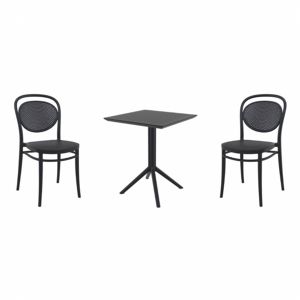 Marcel Bistro Set with Sky 24" Square Folding Table Black S257114