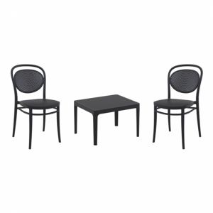 Marcel Conversation Set with Sky 24" Side Table Black S257109