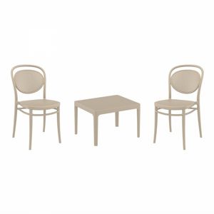 Marcel Conversation Set with Sky 24" Side Table Taupe S257109