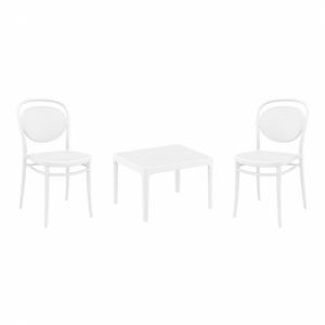 Marcel Conversation Set with Sky 24" Side Table White S257109
