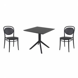 Marcel Dining Set with Sky 31" Square Table Black S257106