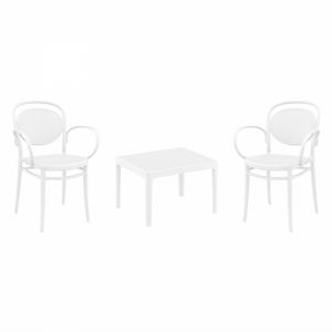 Marcel XL Conversation Set with Sky 24" Side Table White S258109