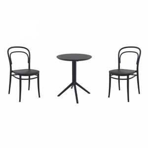 Marie Bistro Set with Sky 24" Round Folding Table Black S251121