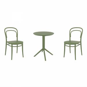 Marie Bistro Set with Sky 24" Round Folding Table Olive Green S251121