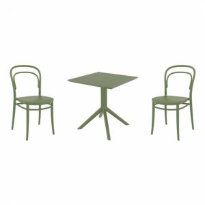 Marie Dining Set with Sky 27" Square Table Olive Green S251108