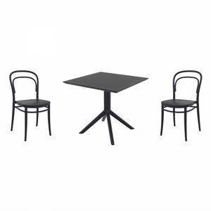 Marie Dining Set with Sky 31" Square Table Black S251106