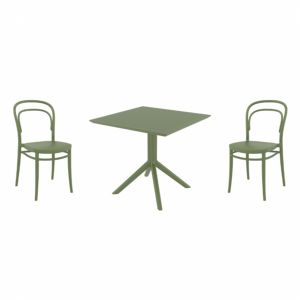 Marie Dining Set with Sky 31" Square Table Olive Green S251106