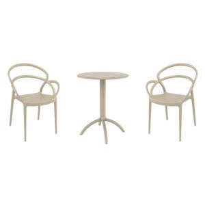 Mila Bistro Set with Octopus 24" Round Table Taupe S085160
