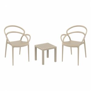 Mila Conversation Set with Ocean Side Table Taupe S085066