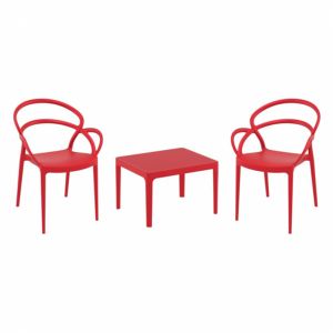 Mila Conversation Set with Sky 24" Side Table Red S085109