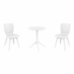 Mio PP Bistro Set with Sky 24" Round Folding Table White S094121