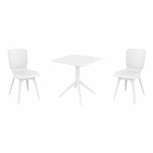 Mio PP Dining Set with Sky 27" Square Table White S094108