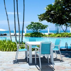 Pacific 5 Piece Dining Set with Extension Table and Sling Arm Chairs White - Turquoise ISP0231S