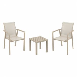 Pacific Balcony Set with Ocean Side Table Taupe S023066
