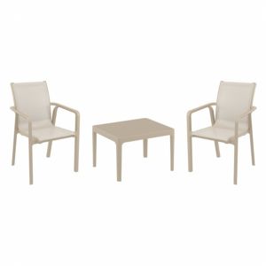 Pacific Balcony Set with Sky 24" Side Table Taupe S023109