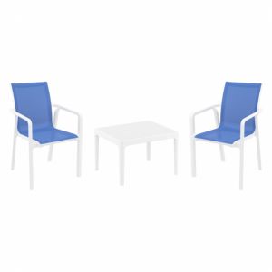 Pacific Balcony Set with Sky 24" Side Table White and Blue S023109