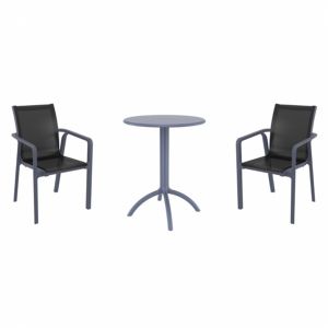 Pacific Bistro Set with Octopus 24" Round Table Dark Gray and Black S023160