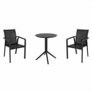 Pacific Bistro Set with Sky 24" Round Folding Table Black S023121