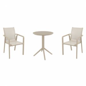 Pacific Bistro Set with Sky 24" Round Folding Table Taupe S023121