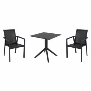 Pacific Dining Set with Sky 27" Square Table Black S023108-BLA-BLA