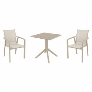 Pacific Dining Set with Sky 27" Square Table Taupe S023108