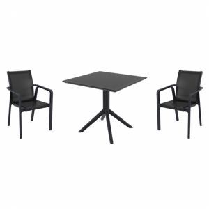 Pacific Dining Set with Sky 31" Square Table Black S023106