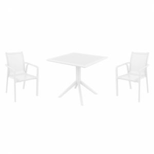 Pacific Dining Set with Sky 31" Square Table White S023106