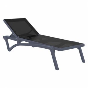 Pacific Stacking Sling Chaise Lounge Dark Gray - Black ISP089-DGR-BLA