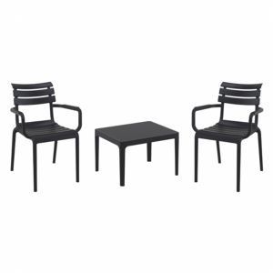 Paris Conversation Set with Sky 24" Side Table Black S282109