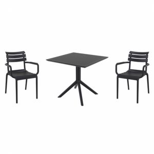 Paris Dining Set with Sky 31" Square Table Black S282106