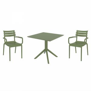 Paris Dining Set with Sky 31" Square Table Olive Green S282106