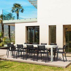 Paris Extendable Dining Set 11 Piece White - Black ISP7642S