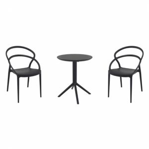 Pia Bistro Set with Sky 24" Round Folding Table Black S086121