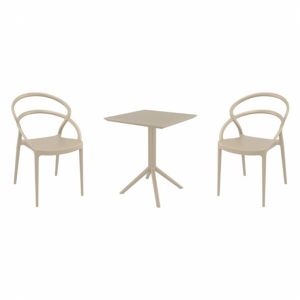 Pia Bistro Set with Sky 24" Square Folding Table Taupe S086114