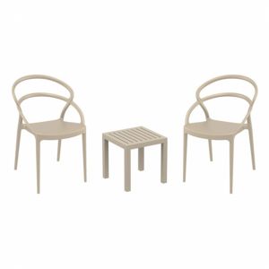 Pia Conversation Set with Ocean Side Table Taupe S086066