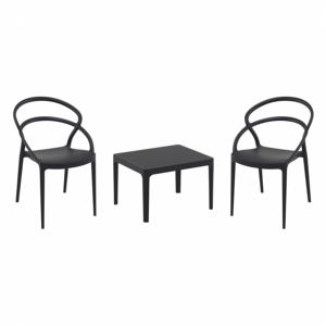 Pia Conversation Set with Sky 24" Side Table Black S086109